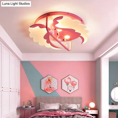 DecorBites™ DecorBites™ Nordic Wind Wing Ceiling Mount Light - Bird Metal Pink LED Lamp for Girls Room