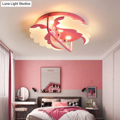 DecorBites™ DecorBites™ Nordic Wind Wing Ceiling Mount Light - Bird Metal Pink LED Lamp for Girls Room