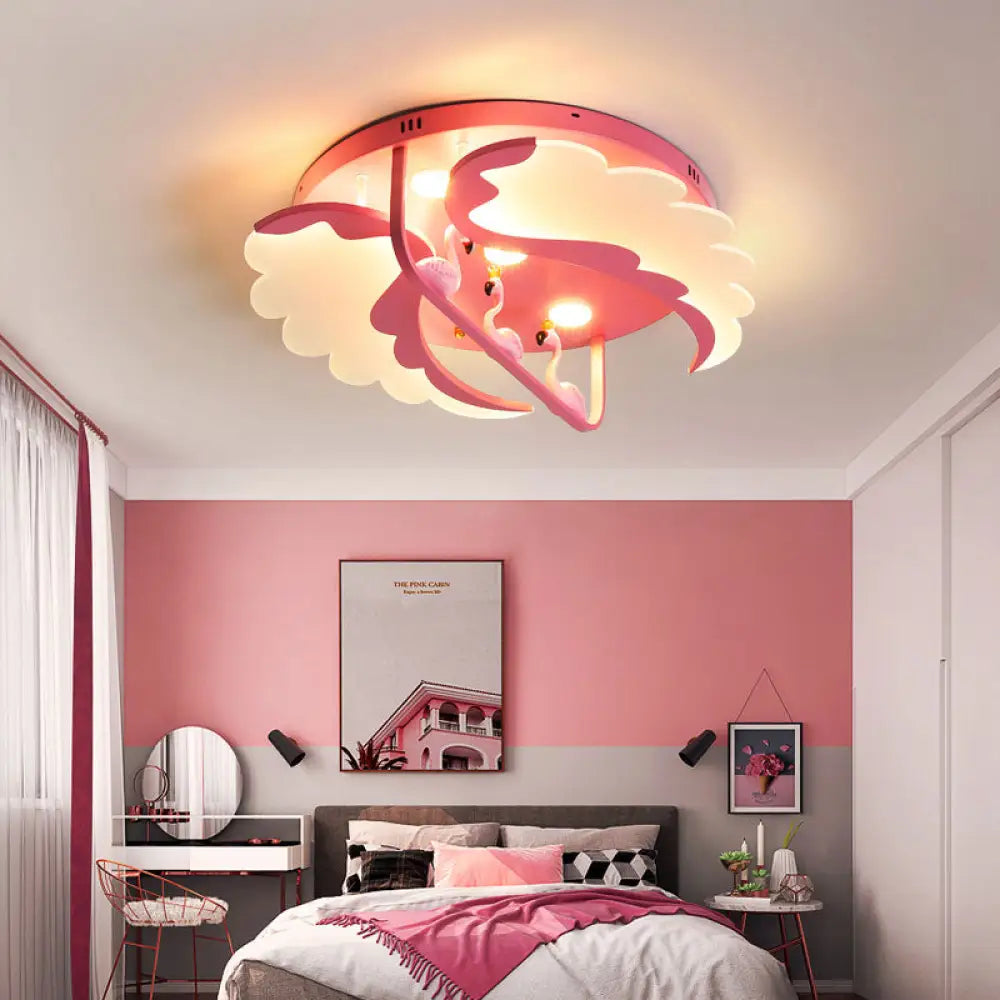DecorBites™ DecorBites™ Nordic Wind Wing Ceiling Mount Light - Bird Metal Pink LED Lamp for Girls Room