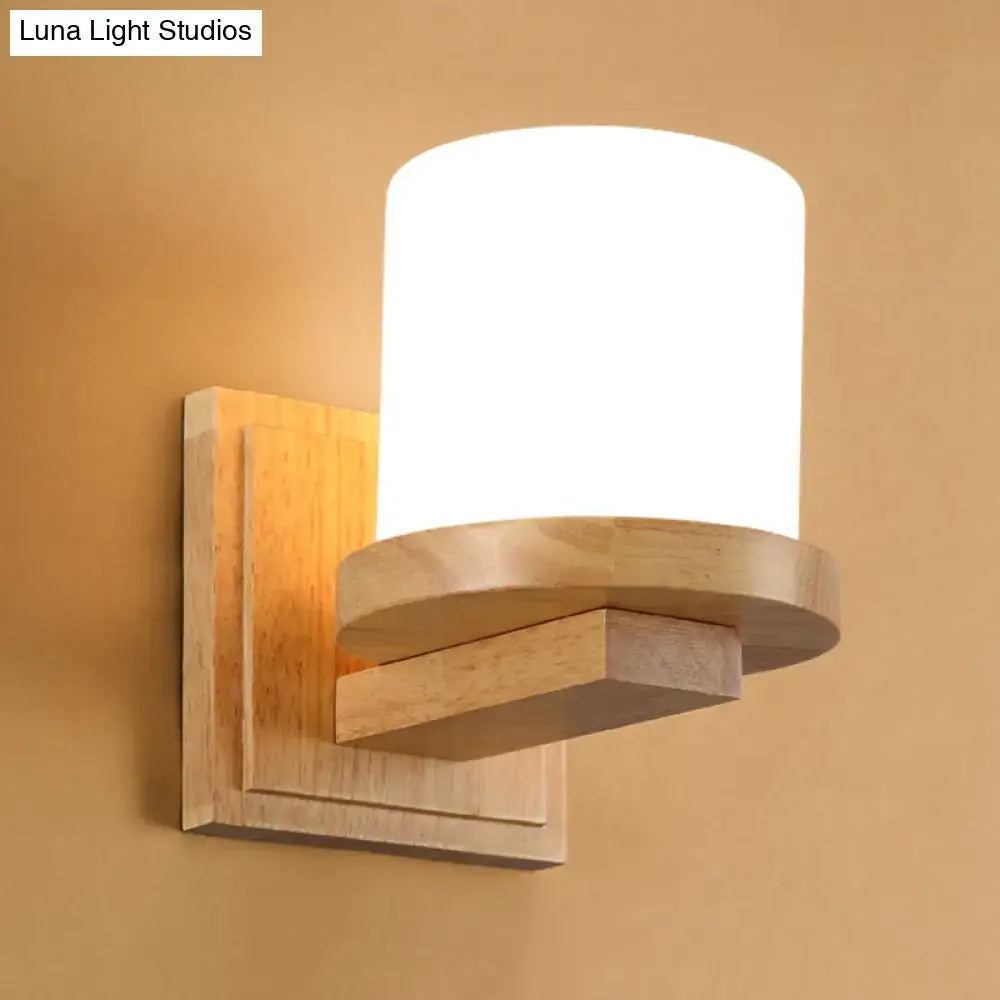 Minimalist nordic wooden wall lamp with opal matte glass frosted white shade for bedroom 110v 240v 220v 240v use