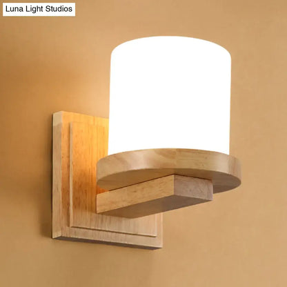 Minimalist nordic wooden wall lamp with opal matte glass frosted white shade for bedroom 110v 240v 220v 240v use