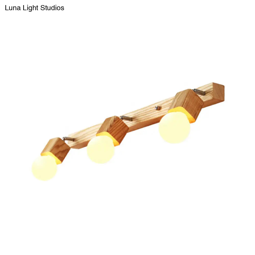 DecorBites™ DecorBites™ Nordic Wood Bare Bulb Vanity Lamp - Adjustable Beige Wall Mount Light (2/4/5 Bulb Options)