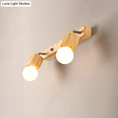 DecorBites™ DecorBites™ Nordic Wood Bare Bulb Vanity Lamp - Adjustable Beige Wall Mount Light (2/4/5 Bulb Options)