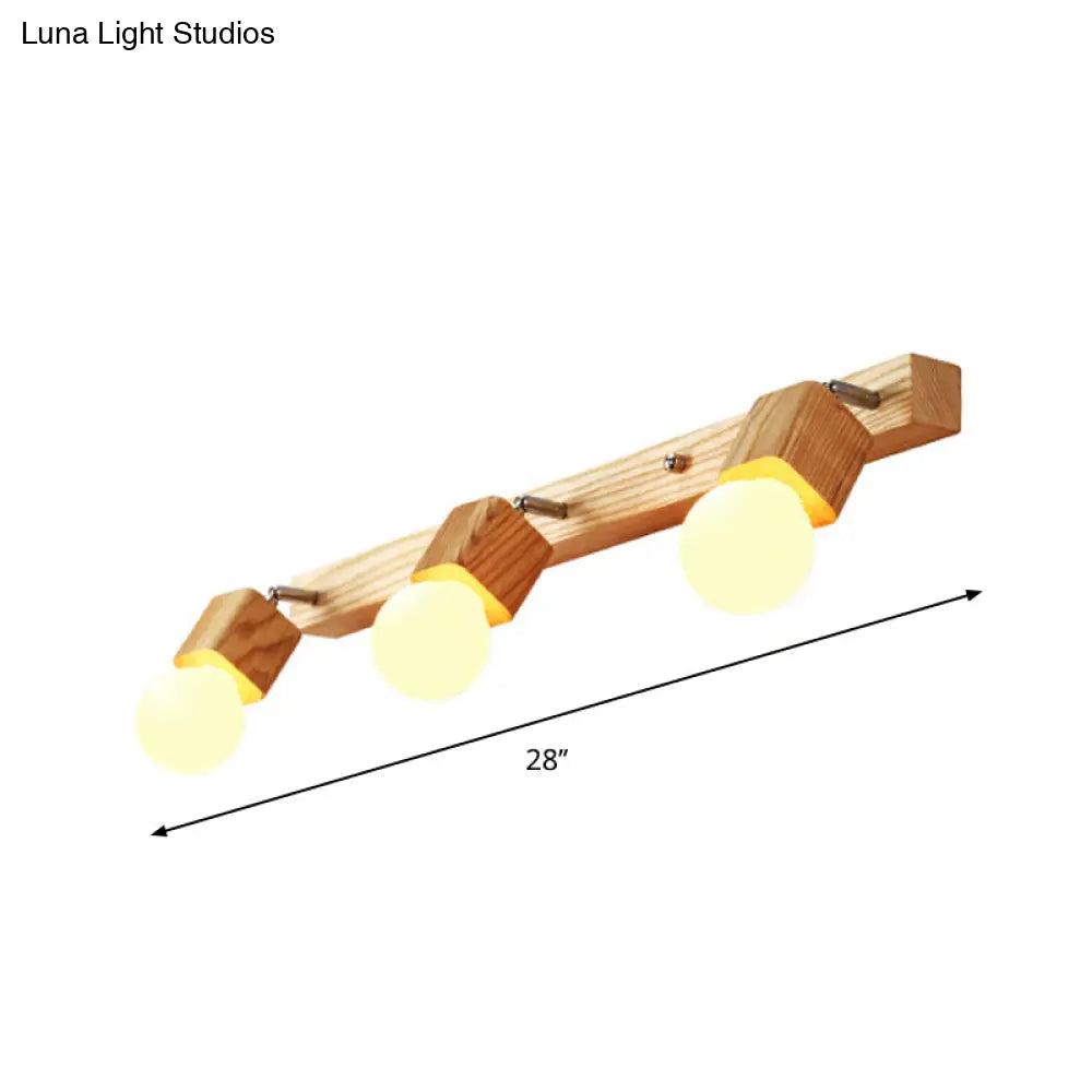 DecorBites™ DecorBites™ Nordic Wood Bare Bulb Vanity Lamp - Adjustable Beige Wall Mount Light (2/4/5 Bulb Options)