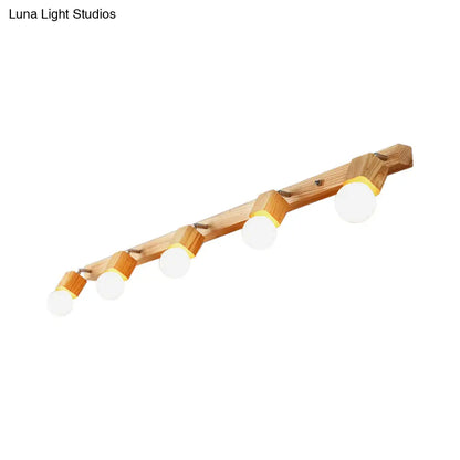 DecorBites™ DecorBites™ Nordic Wood Bare Bulb Vanity Lamp - Adjustable Beige Wall Mount Light (2/4/5 Bulb Options)