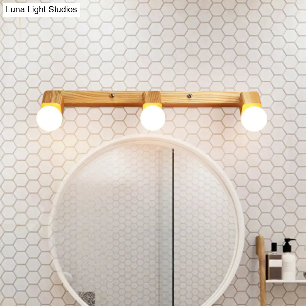 DecorBites™ DecorBites™ Nordic Wood Bare Bulb Vanity Lamp - Adjustable Beige Wall Mount Light (2/4/5 Bulb Options)