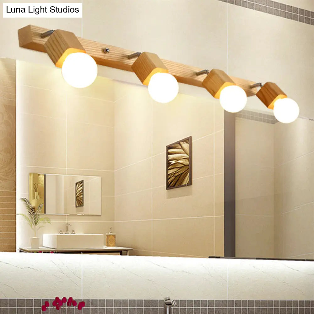 DecorBites™ DecorBites™ Nordic Wood Bare Bulb Vanity Lamp - Adjustable Beige Wall Mount Light (2/4/5 Bulb Options)