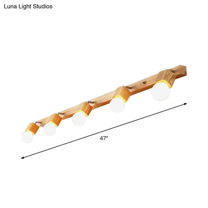 DecorBites™ DecorBites™ Nordic Wood Bare Bulb Vanity Lamp - Adjustable Beige Wall Mount Light (2/4/5 Bulb Options)