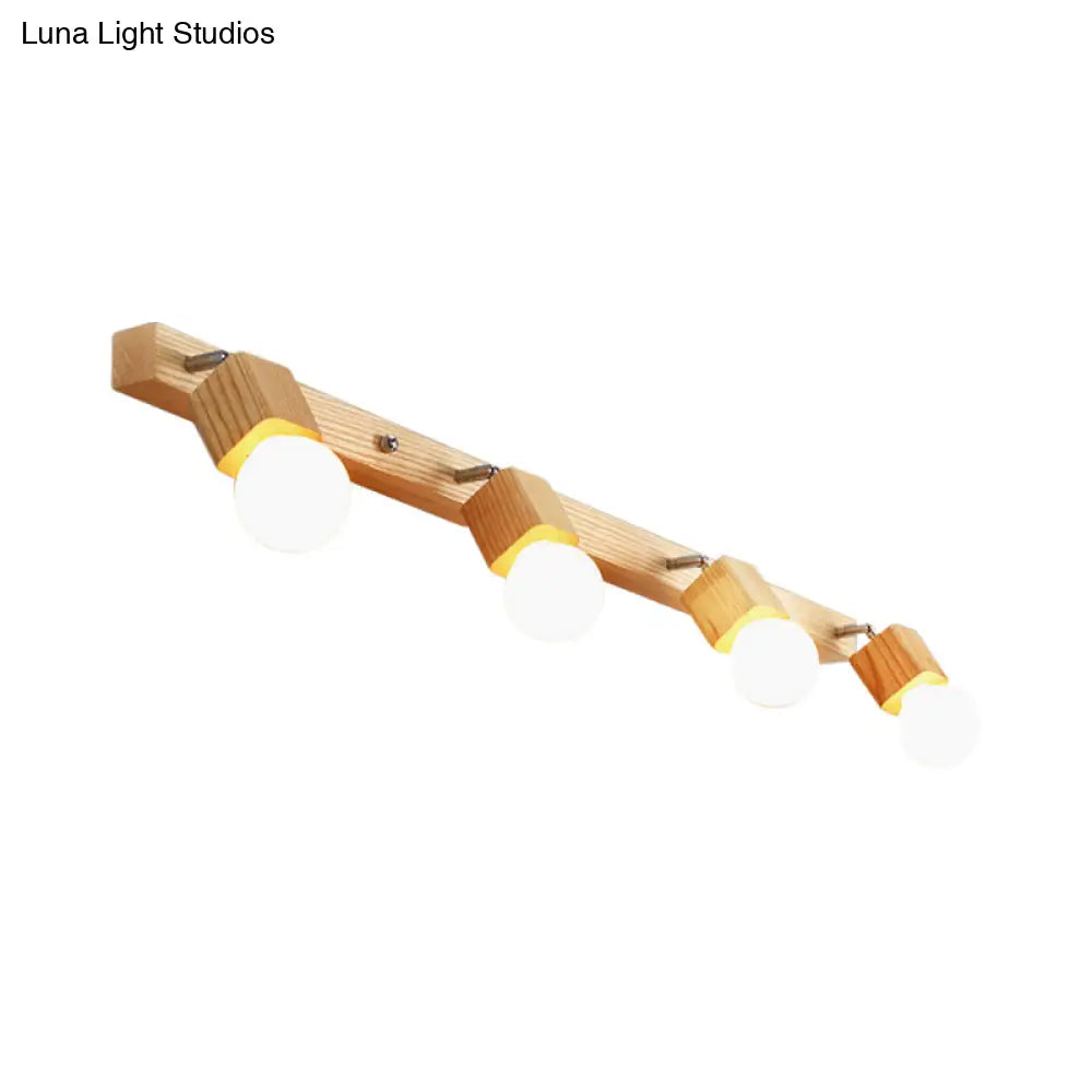 DecorBites™ DecorBites™ Nordic Wood Bare Bulb Vanity Lamp - Adjustable Beige Wall Mount Light (2/4/5 Bulb Options)