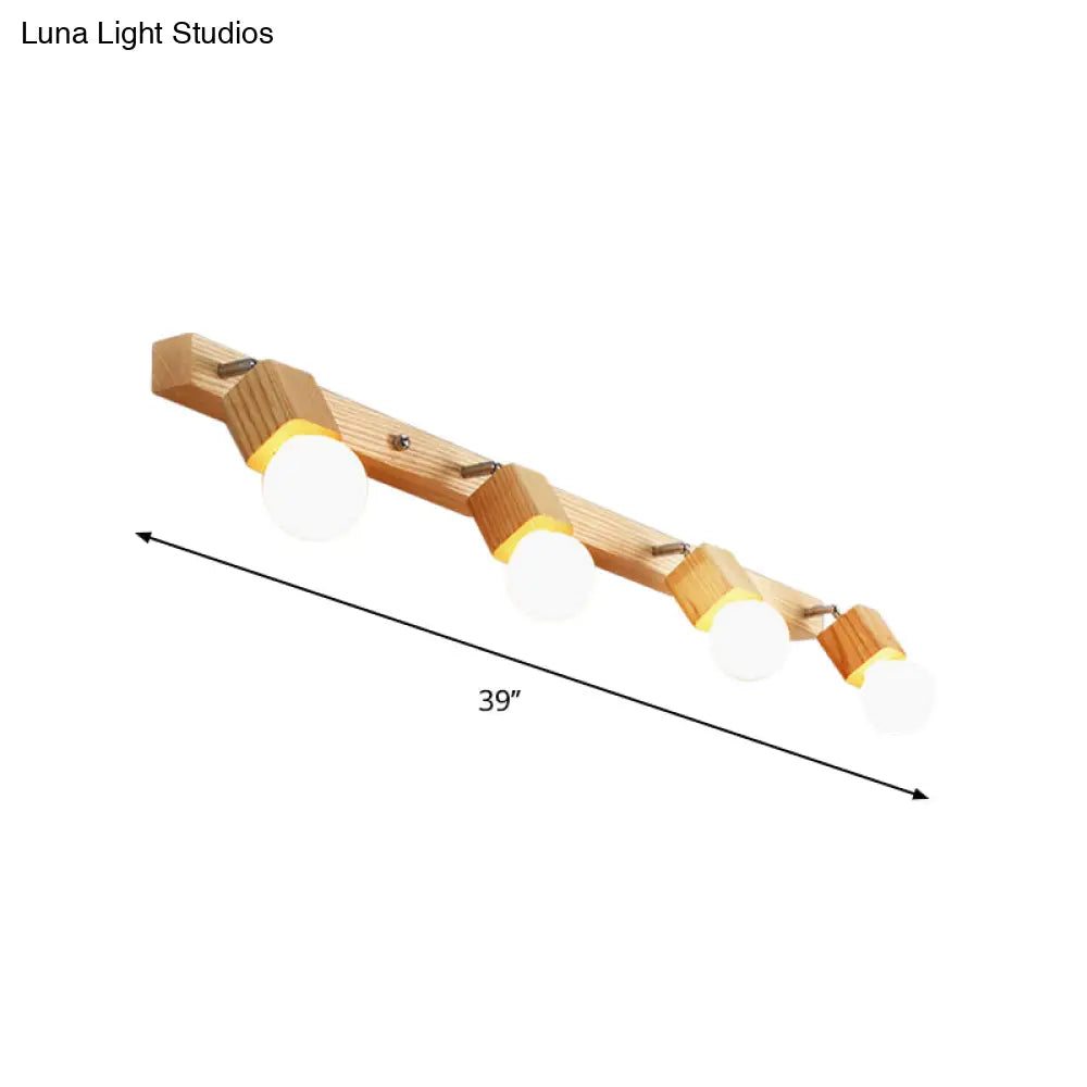 DecorBites™ DecorBites™ Nordic Wood Bare Bulb Vanity Lamp - Adjustable Beige Wall Mount Light (2/4/5 Bulb Options)