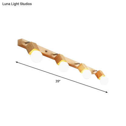 DecorBites™ DecorBites™ Nordic Wood Bare Bulb Vanity Lamp - Adjustable Beige Wall Mount Light (2/4/5 Bulb Options)