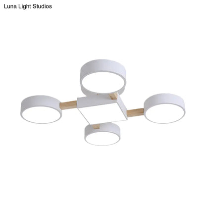 DecorBites™ DecorBites™ Nordic Wood Ceiling LED Light with Semi-Flush Mount for Bedroom in White