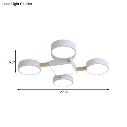 DecorBites™ DecorBites™ Nordic Wood Ceiling LED Light with Semi-Flush Mount for Bedroom in White