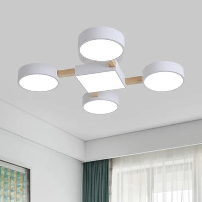DecorBites™ DecorBites™ Nordic Wood Ceiling LED Light with Semi-Flush Mount for Bedroom in White