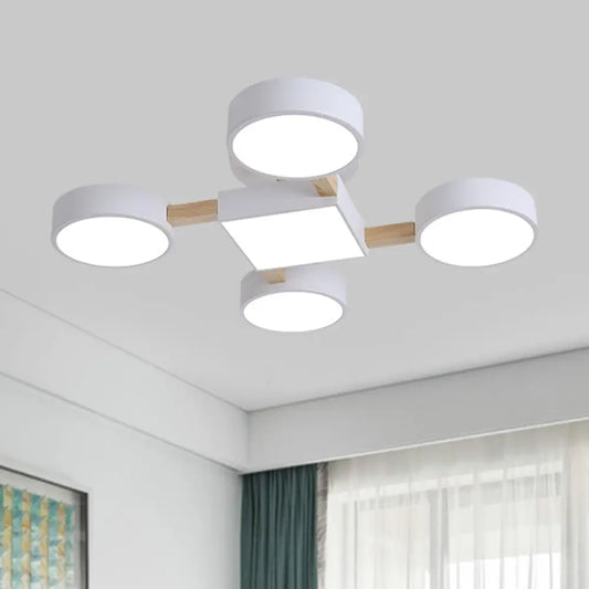 DecorBites™ DecorBites™ Nordic Wood Ceiling LED Light with Semi-Flush Mount for Bedroom in White