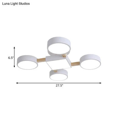 DecorBites™ DecorBites™ Nordic Wood Ceiling LED Light with Semi-Flush Mount for Bedroom in White
