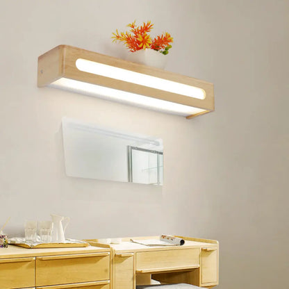 DecorBites™ DecorBites™ Nordic Wood LED Bathroom Vanity Wall Light - Rectangular Flush Mount Sconce (12"/19.5"/23.5" Wide)