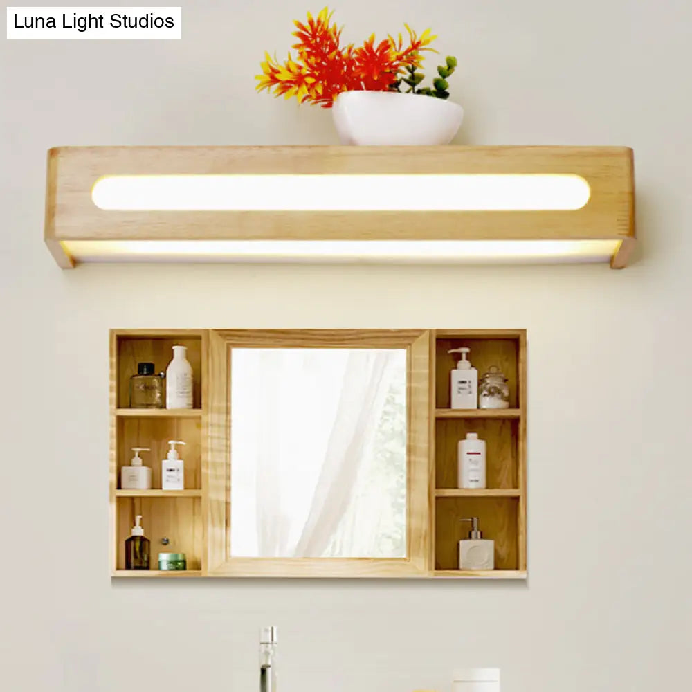 DecorBites™ DecorBites™ Nordic Wood LED Bathroom Vanity Wall Light - Rectangular Flush Mount Sconce (12"/19.5"/23.5" Wide)