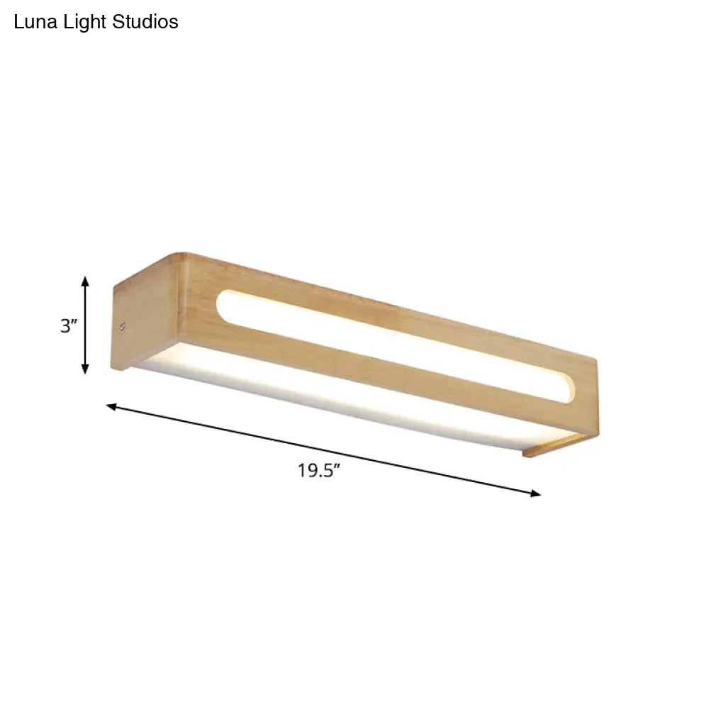 DecorBites™ DecorBites™ Nordic Wood LED Bathroom Vanity Wall Light - Rectangular Flush Mount Sconce (12"/19.5"/23.5" Wide)