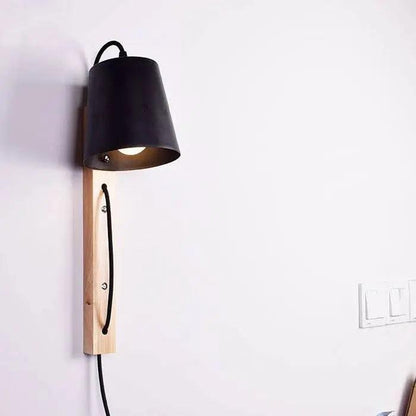 Nordic Wood Plug In Wall Sconce