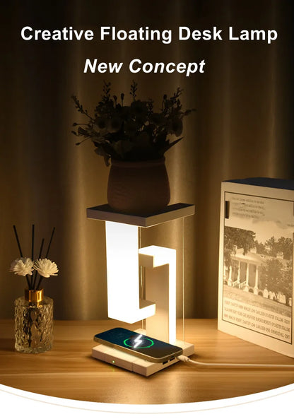 Novelty floating lamp with 10 W detachable wireless charger decorative light for bedroom/office - 0-5W
