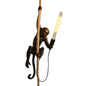 Novelty Lodge Pendant Light with Resin Monkey Pendulum - 1 Head, Gold/Black/White - Ideal for Restaurants - Rope Cord