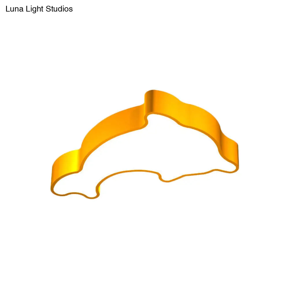 DecorBites™ DecorBites™ Ocean-Inspired Dolphin LED Nursery Ceiling Lamp Acrylic Cartoon Flush Mount Light Fixture in Red, Yellow, or Blue with 19.5" or 23.5" Width