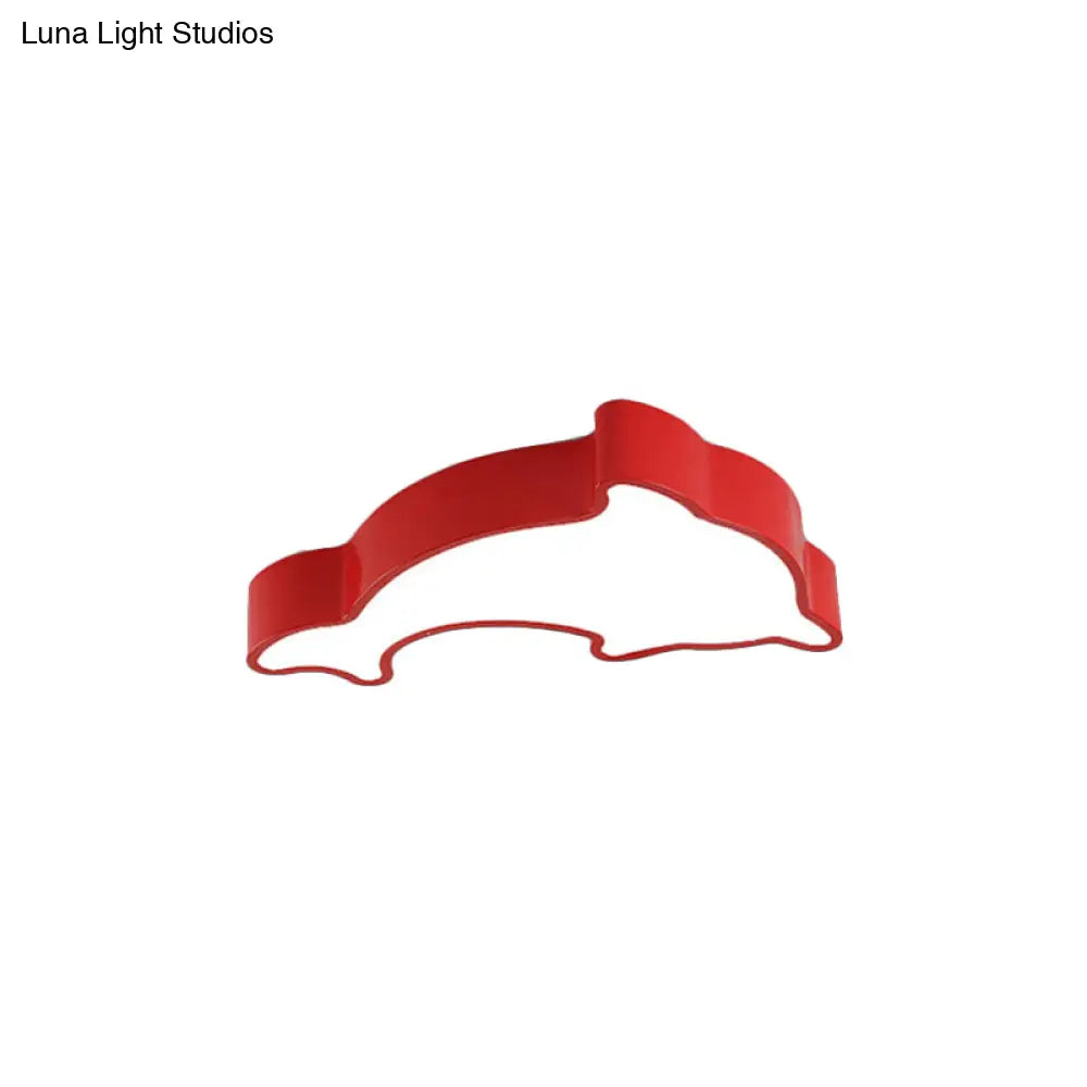 DecorBites™ DecorBites™ Ocean-Inspired Dolphin LED Nursery Ceiling Lamp Acrylic Cartoon Flush Mount Light Fixture in Red, Yellow, or Blue with 19.5" or 23.5" Width