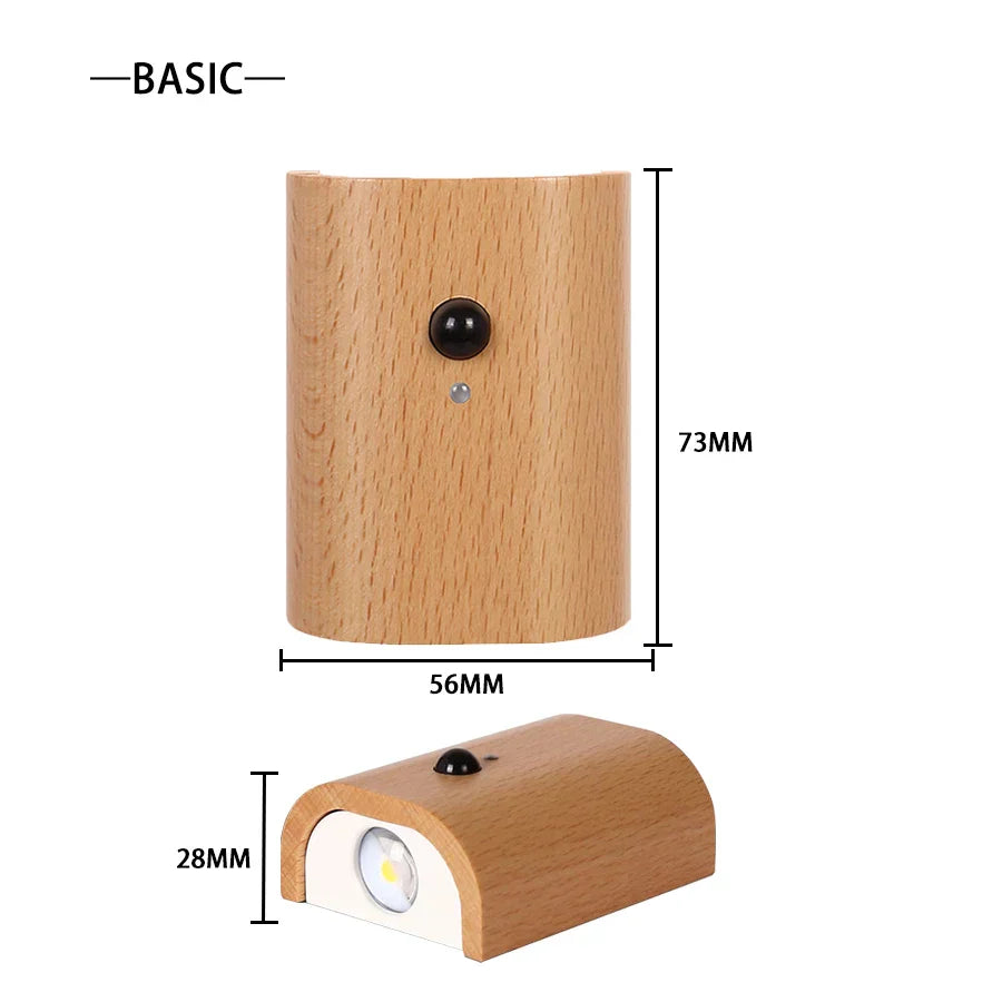 Odin Motion Sensor Battery Operated Wall Sconce - Light Wood