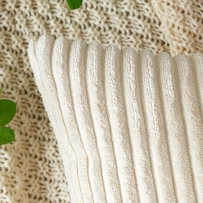 Off white ribbed corduroy striped throw pillow cover with soft textured surface for living room decorbites pillow covers