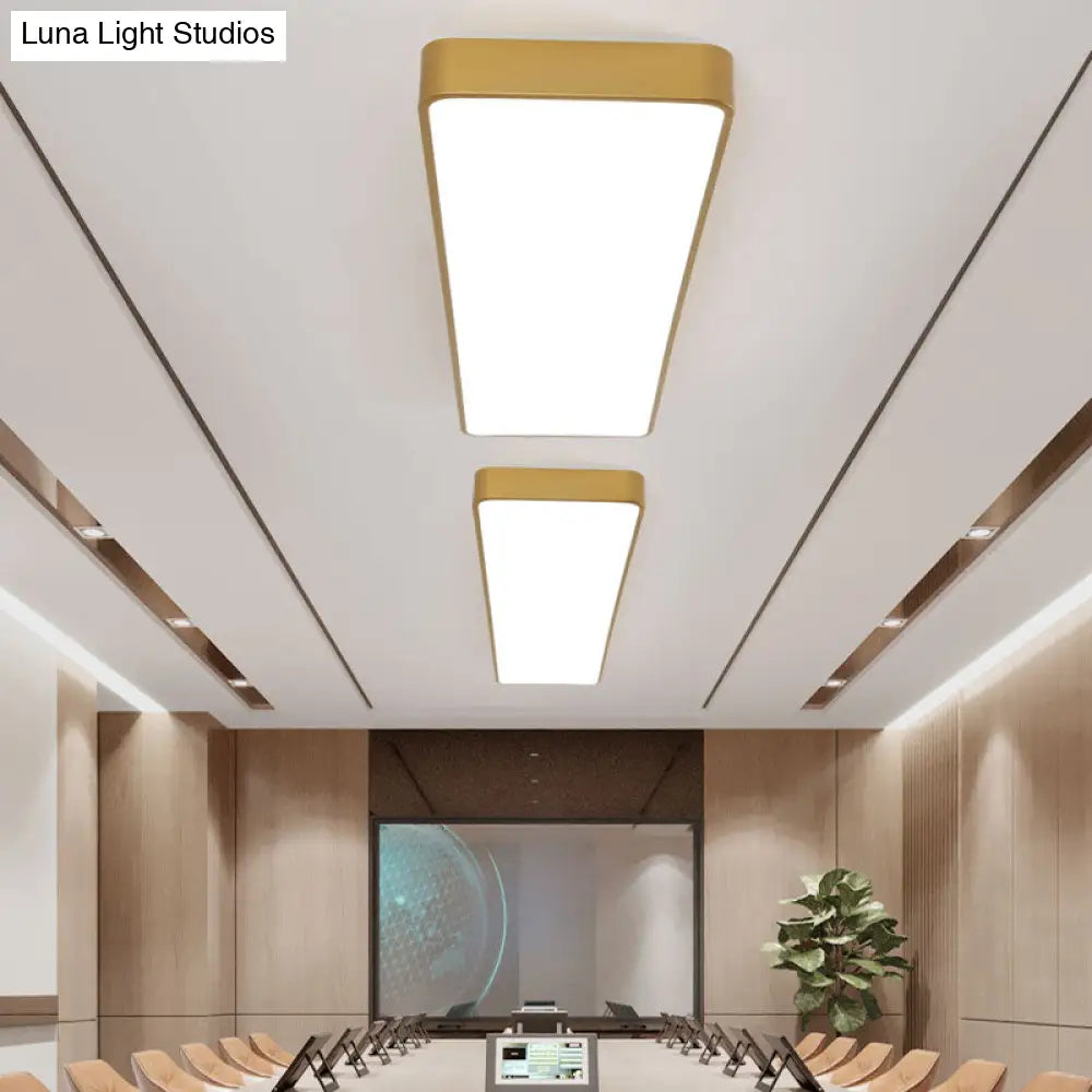 DecorBites™ DecorBites™ Office LED Flush Mount Light with Minimalist Metal Rectangle Design and Wood Grain Finish - Modern Ceiling Lighting