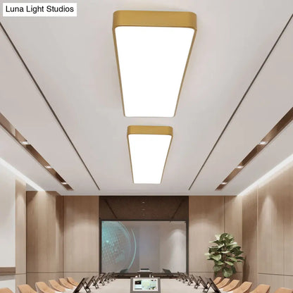 DecorBites™ DecorBites™ Office LED Flush Mount Light with Minimalist Metal Rectangle Design and Wood Grain Finish - Modern Ceiling Lighting