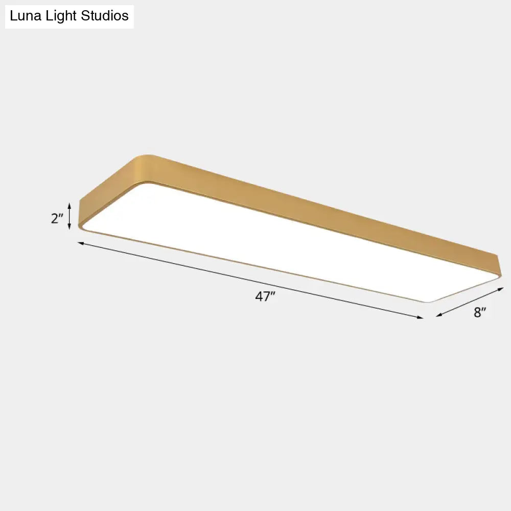 DecorBites™ DecorBites™ Office LED Flush Mount Light with Minimalist Metal Rectangle Design and Wood Grain Finish - Modern Ceiling Lighting