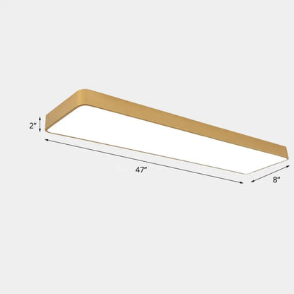 DecorBites™ DecorBites™ Office LED Flush Mount Light with Minimalist Metal Rectangle Design and Wood Grain Finish - Modern Ceiling Lighting