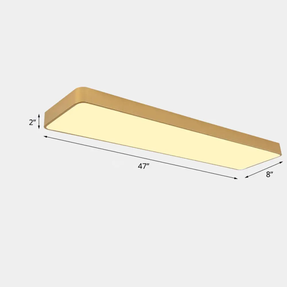 DecorBites™ DecorBites™ Office LED Flush Mount Light with Minimalist Metal Rectangle Design and Wood Grain Finish - Modern Ceiling Lighting