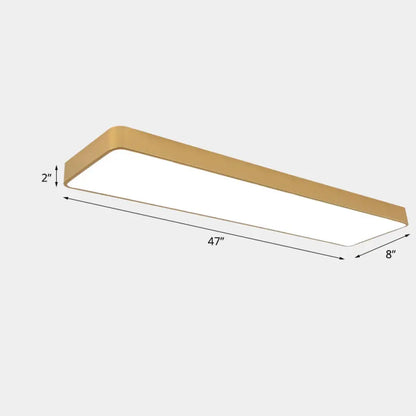 DecorBites™ DecorBites™ Office LED Flush Mount Light with Minimalist Metal Rectangle Design and Wood Grain Finish - Modern Ceiling Lighting