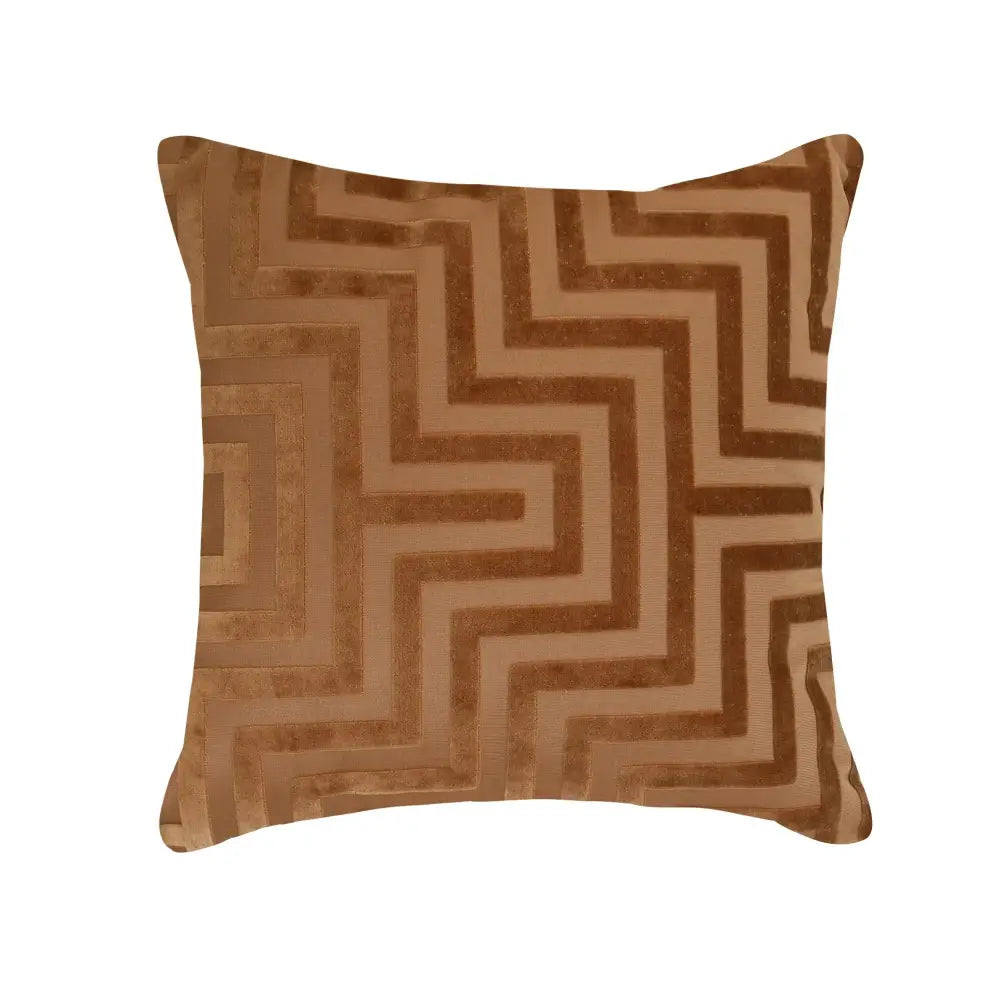Brown velvet jacquard throw pillowcase with geometric zigzag pattern for living room decorbites geometric jacquard throw