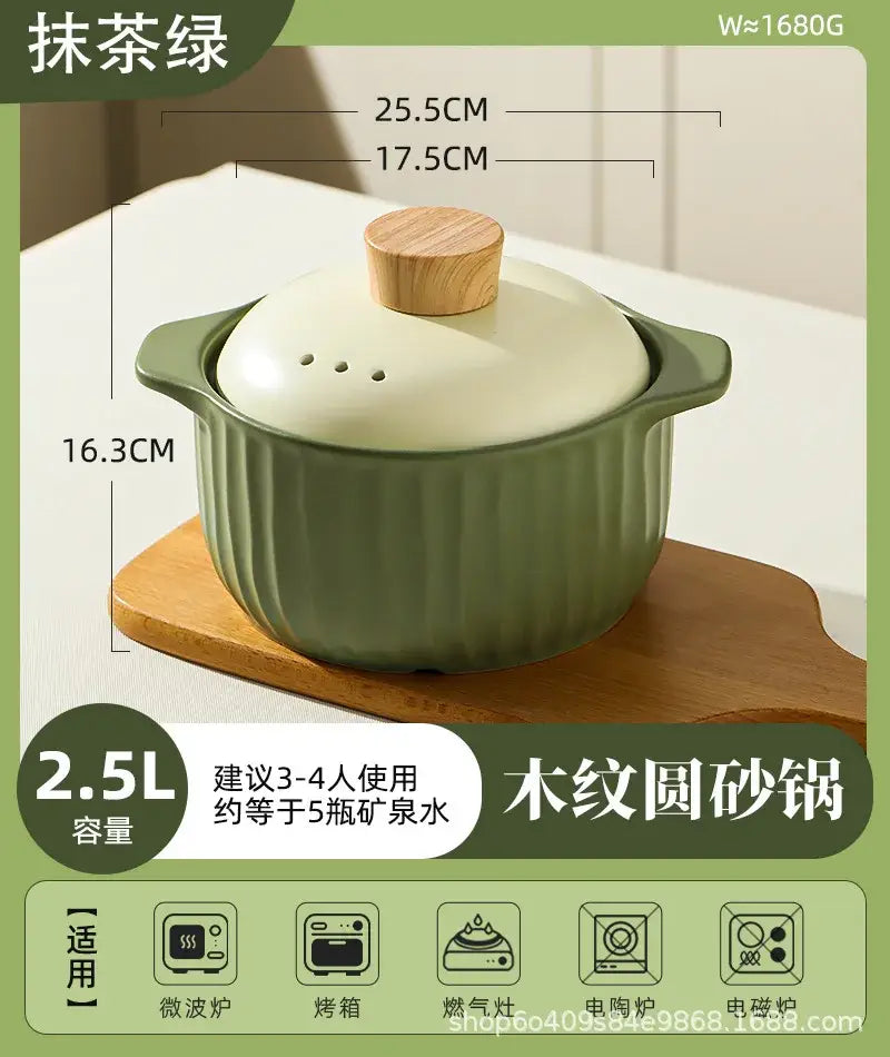 Matte olive green ceramic casserole pot with vertical ridges and vented lid for versatile gas stove rice cooking decorbites gas stove