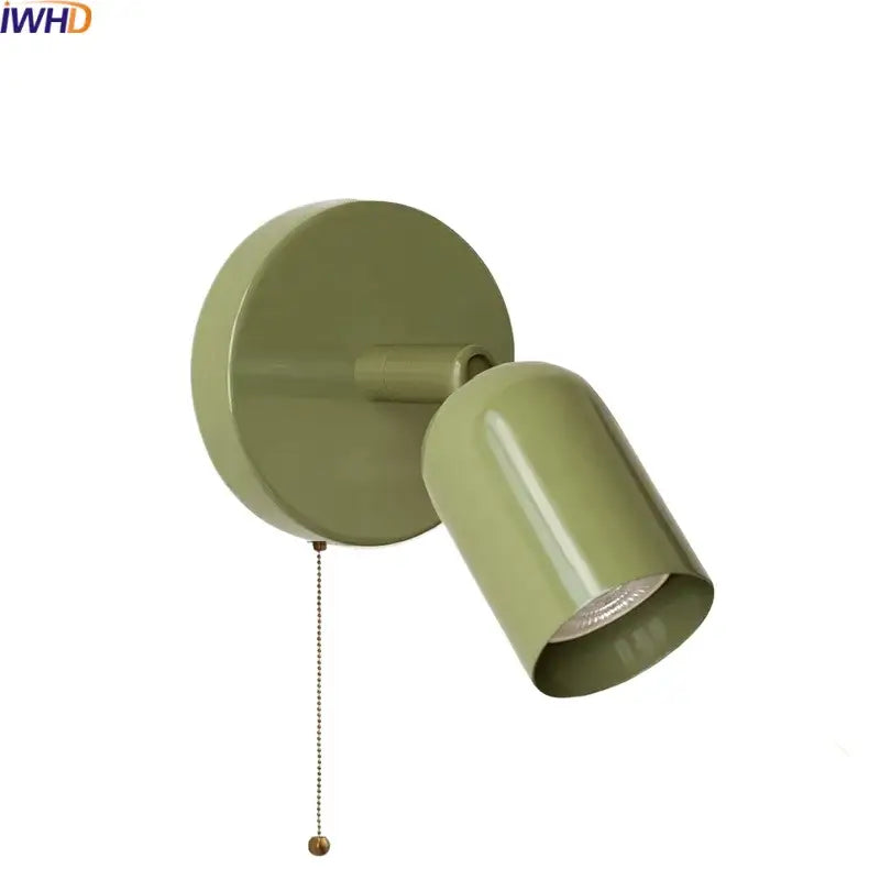 Olive green metal led wall sconce with pull chain switch for stairwell lighting decorbites led wall spotlight