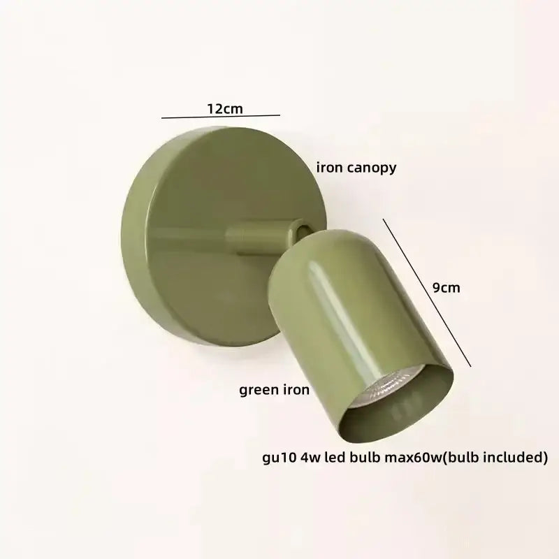 Olive green metal led wall sconce with cylindrical head and pull chain for stairwell decorbites led wall spotlight