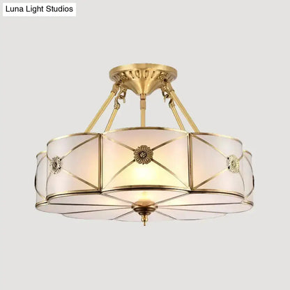 DecorBites™ DecorBites™ Opal Frosted Glass Brass Ceiling Light with Adjustable Size and Flush Mount