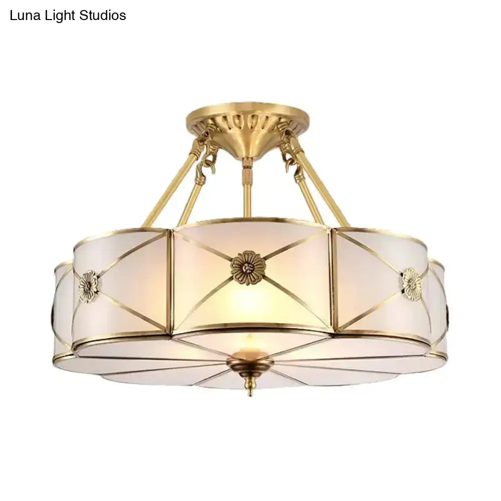 DecorBites™ DecorBites™ Opal Frosted Glass Brass Ceiling Light with Adjustable Size and Flush Mount