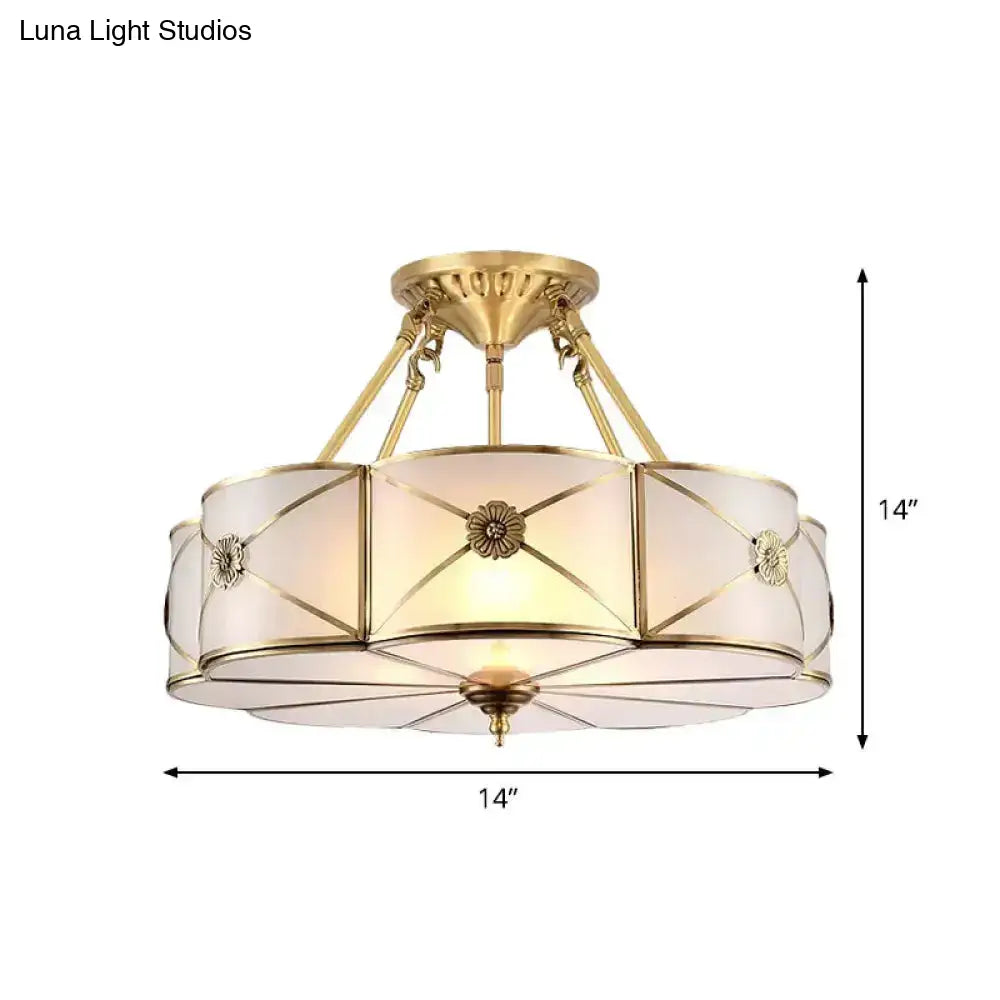 DecorBites™ DecorBites™ Opal Frosted Glass Brass Ceiling Light with Adjustable Size and Flush Mount