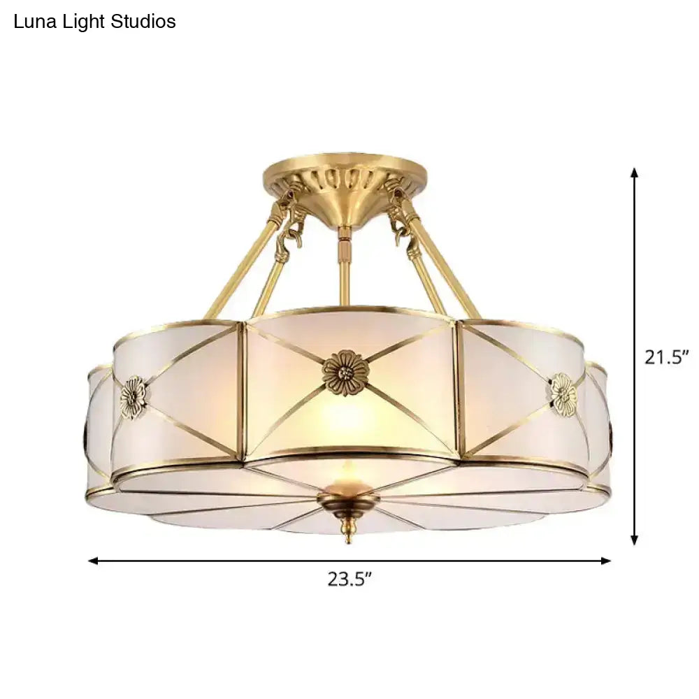 DecorBites™ DecorBites™ Opal Frosted Glass Brass Ceiling Light with Adjustable Size and Flush Mount