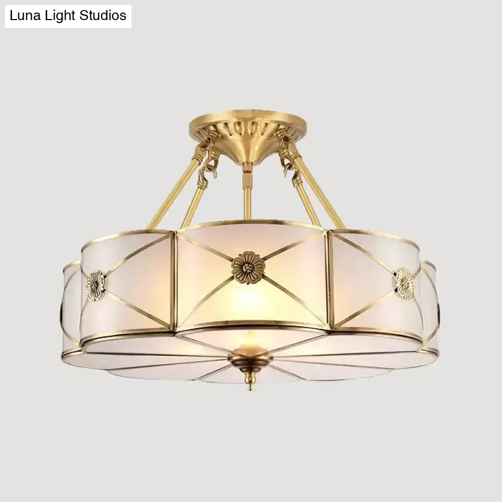 DecorBites™ DecorBites™ Opal Frosted Glass Brass Ceiling Light with Adjustable Size and Flush Mount