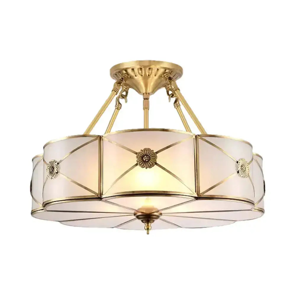 DecorBites™ DecorBites™ Opal Frosted Glass Brass Ceiling Light with Adjustable Size and Flush Mount