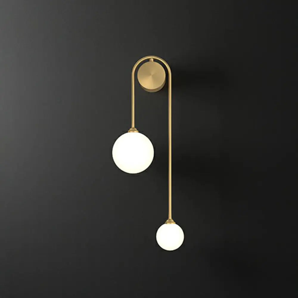 DecorBites™ DecorBites™ Opal Glass Ball Designer Sconce with 2 Gold Heads for Wall Mounting in Living Room