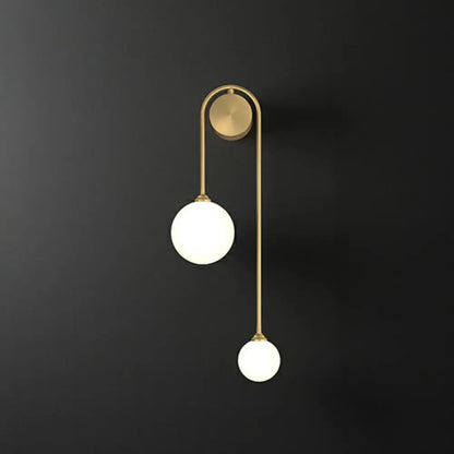 DecorBites™ DecorBites™ Opal Glass Ball Designer Sconce with 2 Gold Heads for Wall Mounting in Living Room