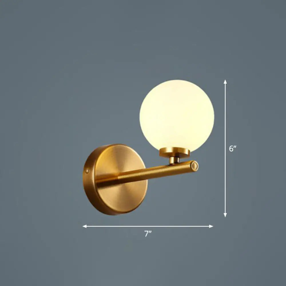 DecorBites™ DecorBites™ Opal Glass Ball Sconce - Brass Corridor Wall Mount Light Fixture