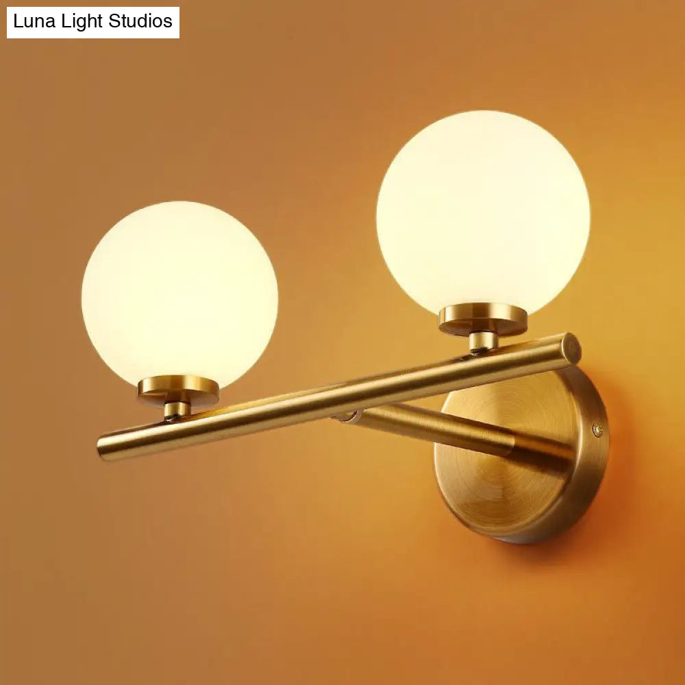 DecorBites™ DecorBites™ Opal Glass Ball Sconce - Brass Corridor Wall Mount Light Fixture